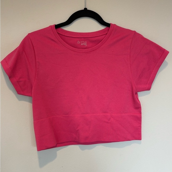 aerie Tops - Aerie Offline Fitted Pink Crop T-Shirt Large